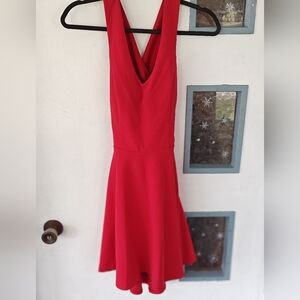 Crystal Doll Red Halter Fit and Flare Dress